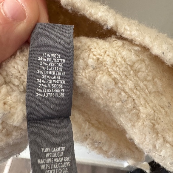 Aerie Cream Wool Oversized Popcorn Texture Mock Neck Sweater - Picture 6 of 6